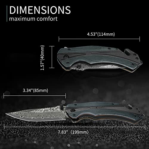 Damascus Pocket Knife 3.7" Handmade Blade