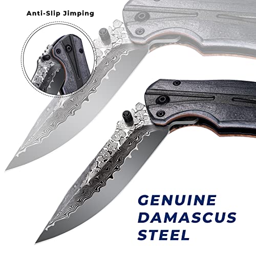 Damascus Pocket Knife 3.7" Handmade Blade