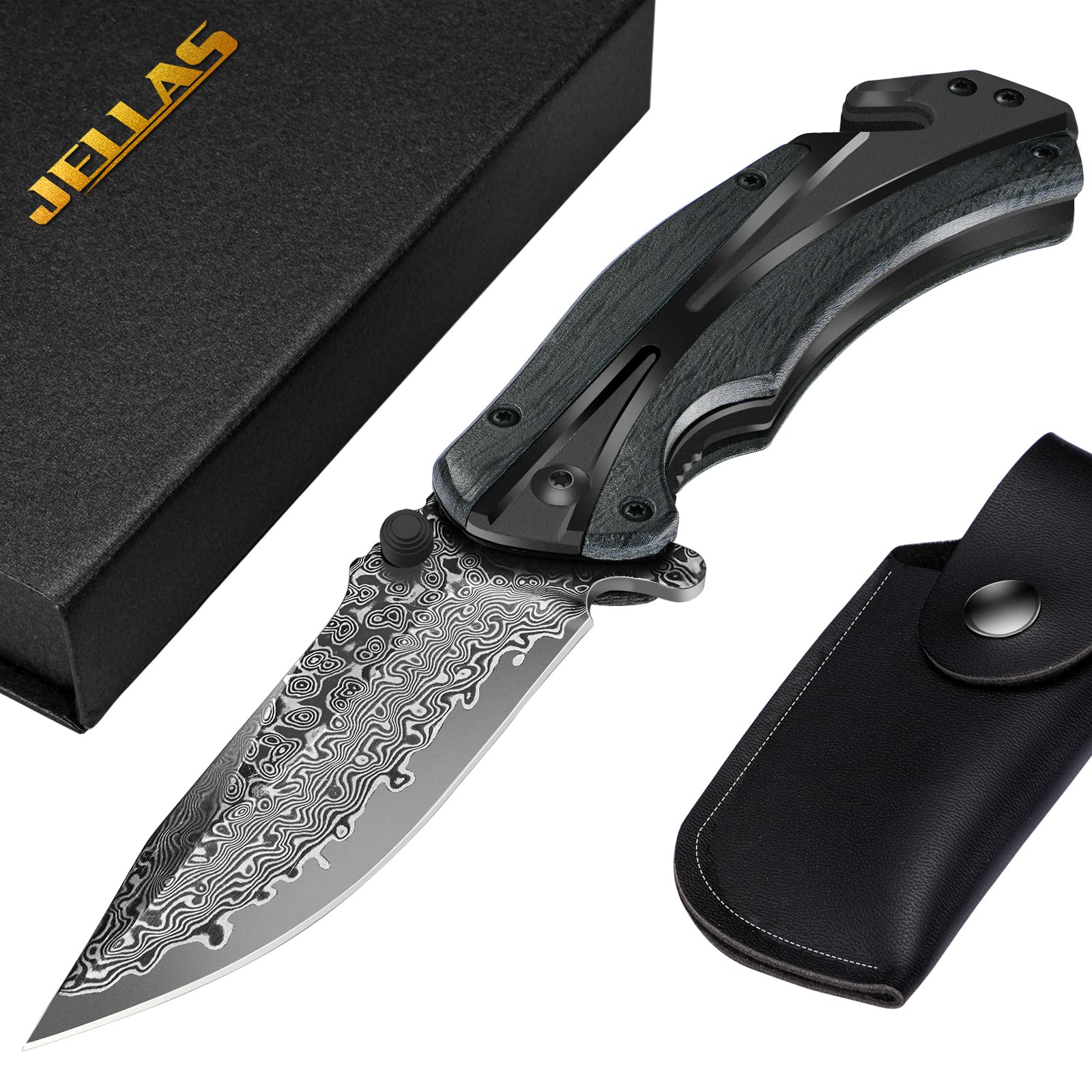 Damascus Pocket Knife 3.7" Handmade Blade